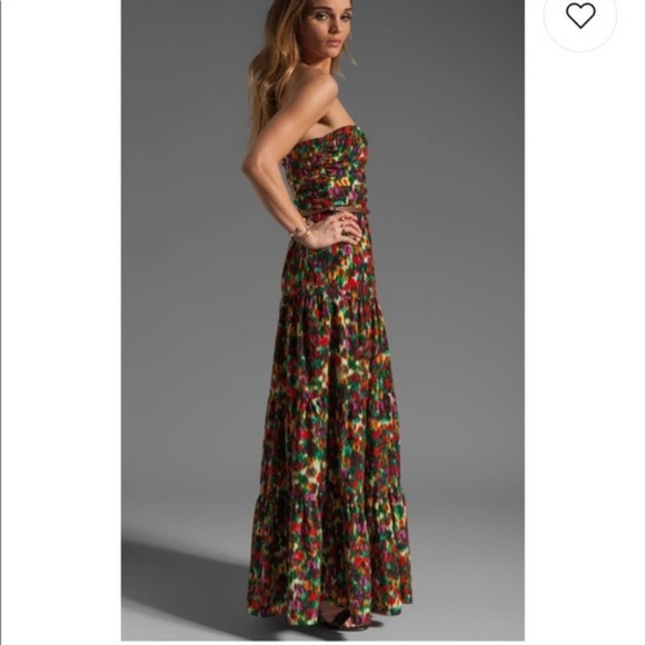 PJK Patterson J Kincaid Tiered Strapless Rainbow Hued Floral Maxi Dress, Small - Picture 6 of 8